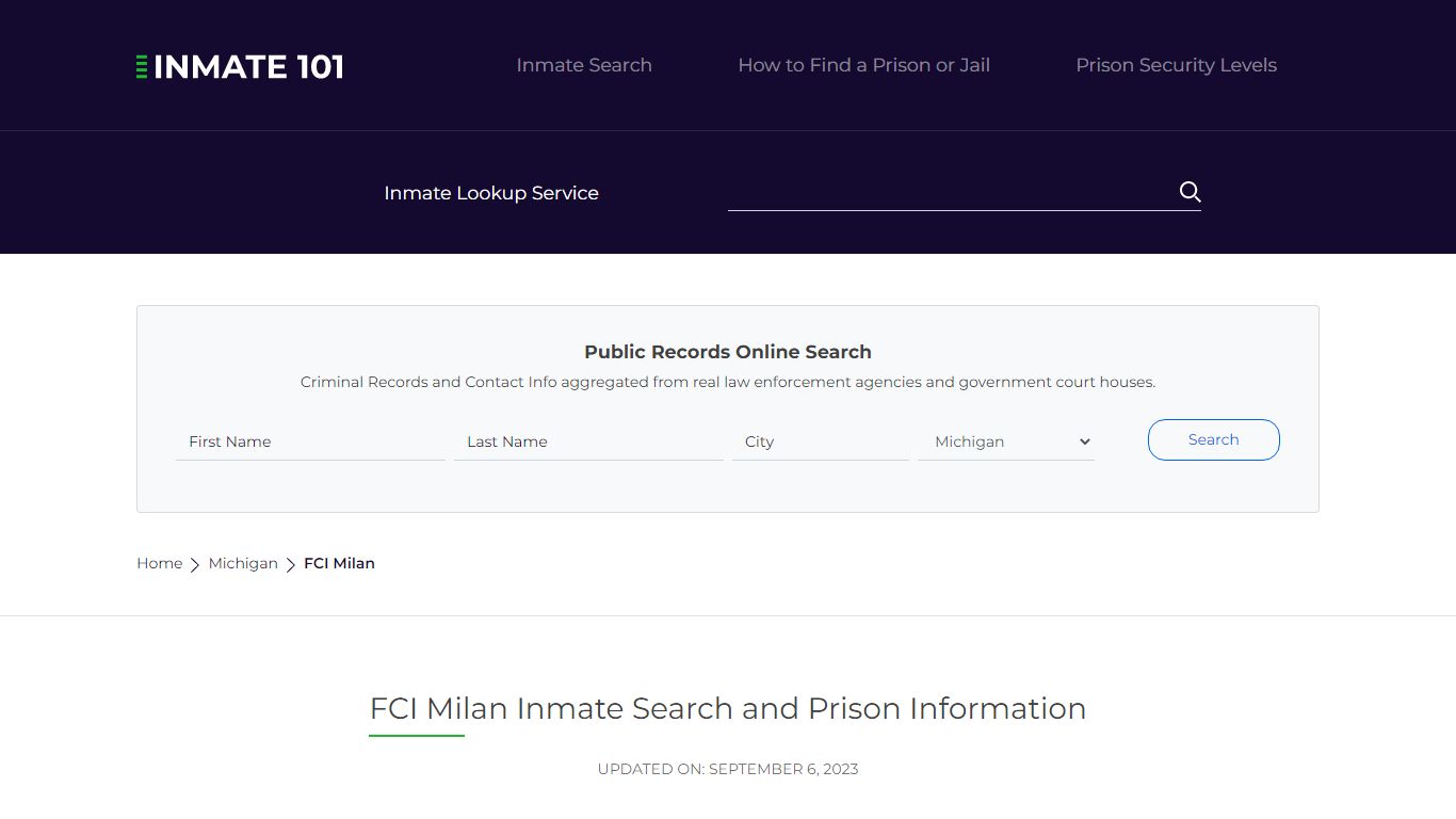 FCI Milan Inmate Search | Lookup | Roster